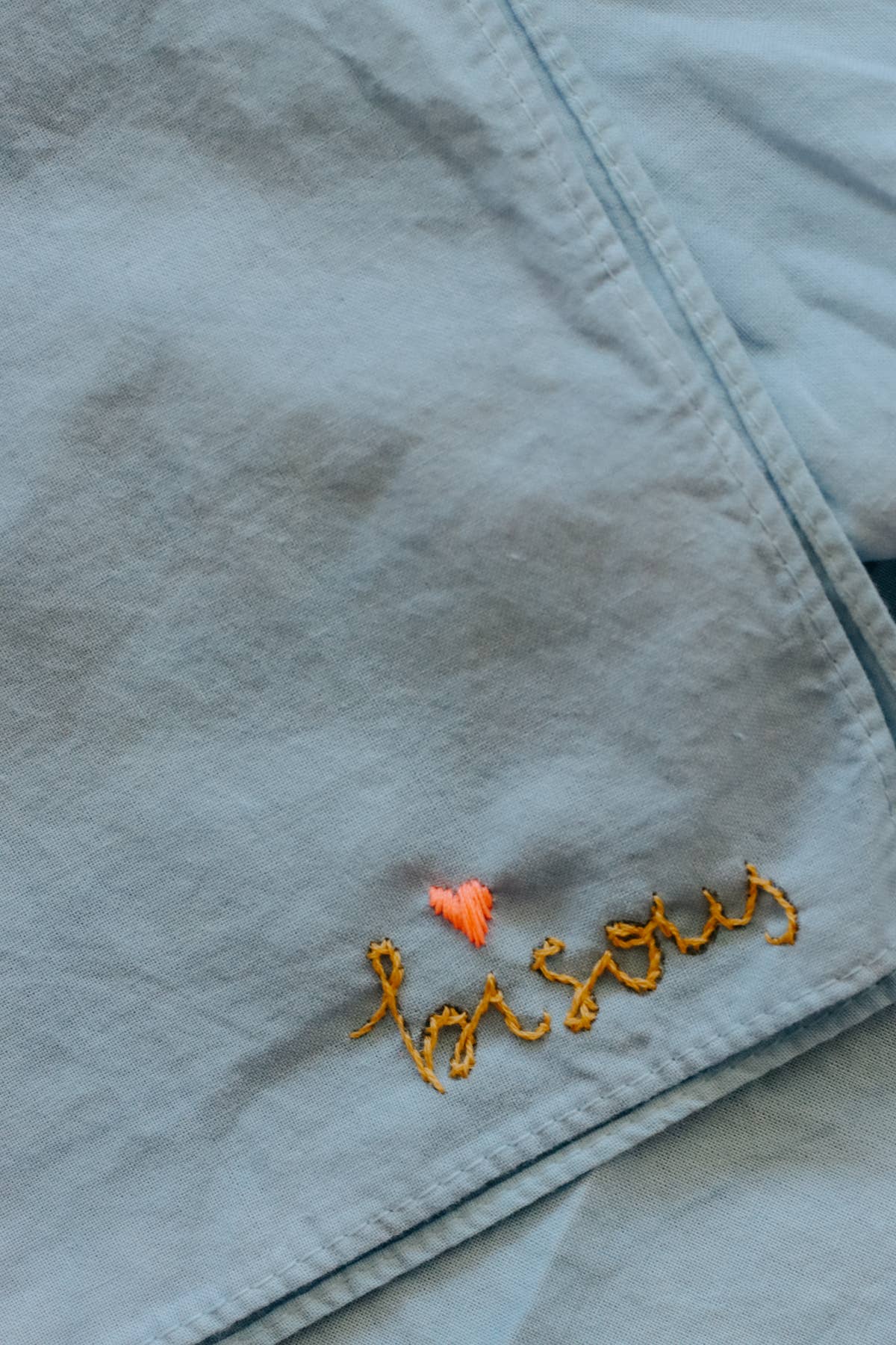 Bisous Cotton Bandana - Sky/ Mustard