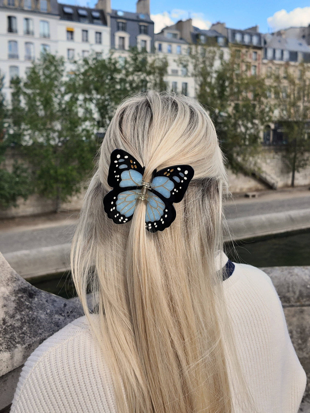 Hand-painted Monarch Butterfly Claw Hair Clip - Lavender