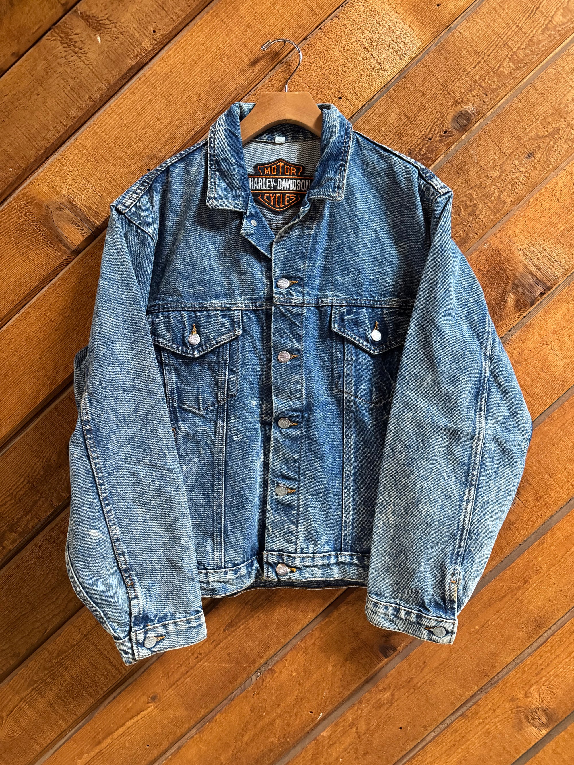 Vintage 80s Harley Made in America Eagle Denim Jacket