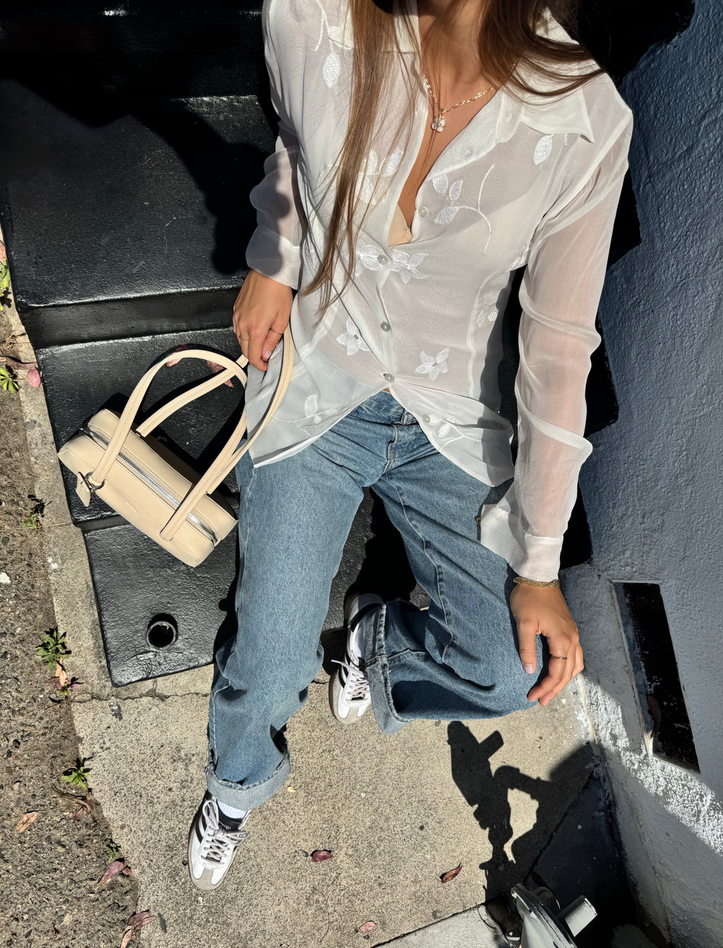 Vintage Silk Icon Embroidered Blouse