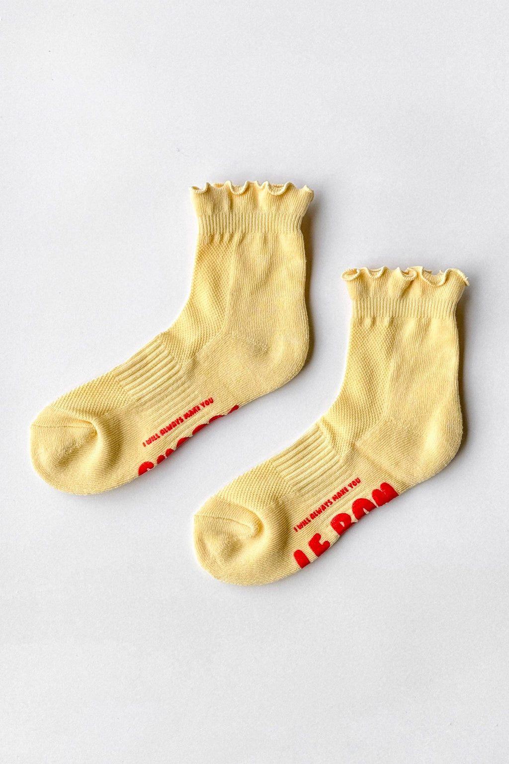 Ruffled Hugger Crew Socks - Banana Cream