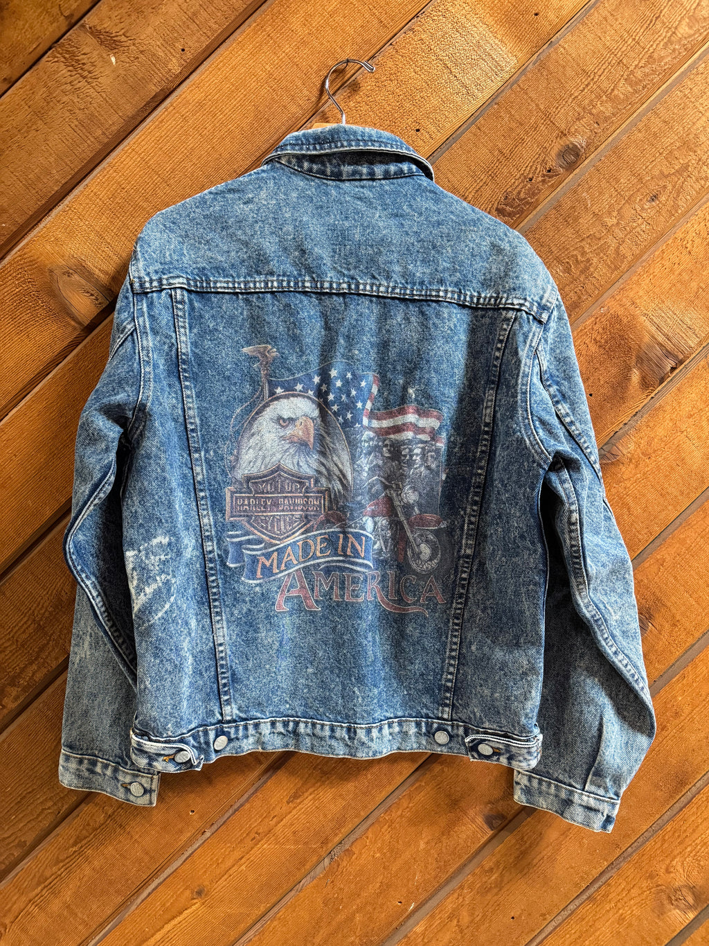 Vintage 80s Harley Made in America Eagle Denim Jacket