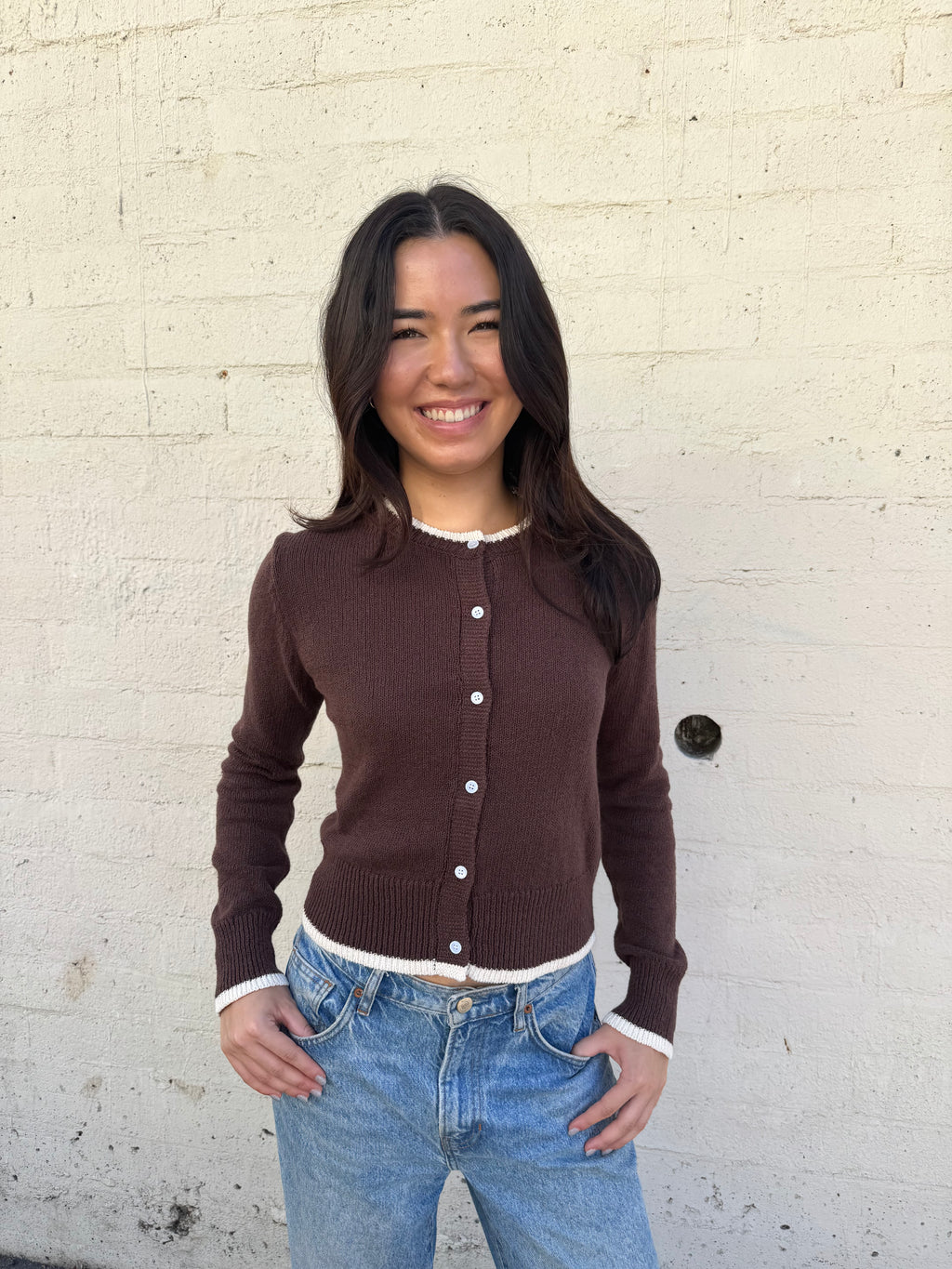 Fidel Cardigan - Brown/Cream