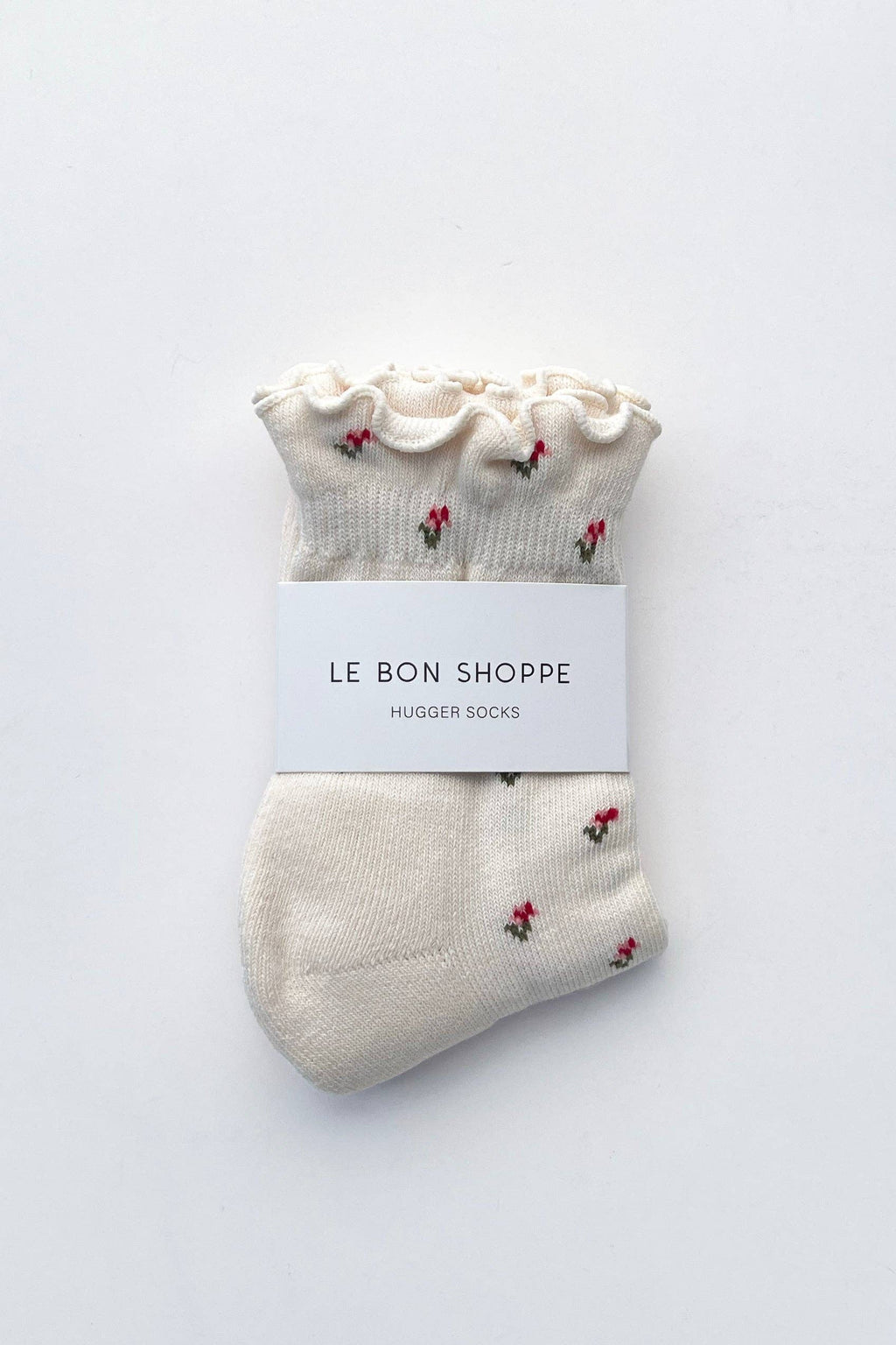 Petal Ruffled Hugger Crew Socks - Cream Petal