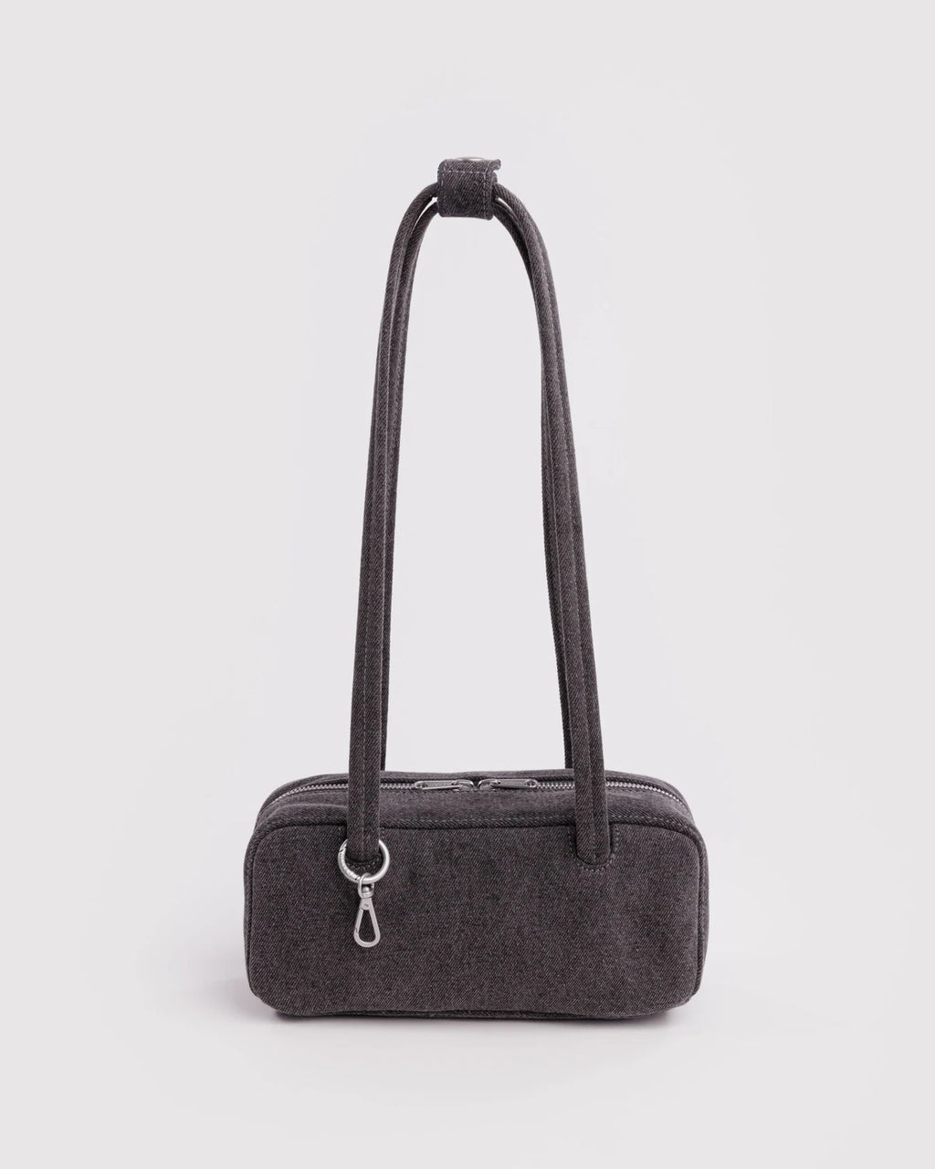 Small Denim Bowler Bag - Washed Black