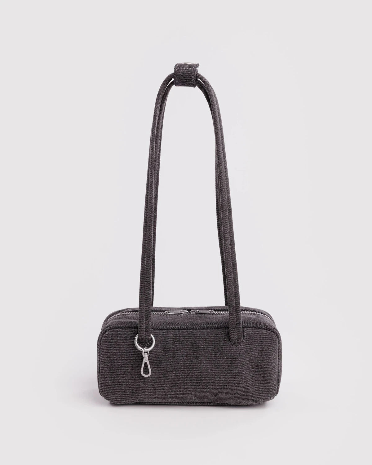Small Denim Bowler Bag - Washed Black