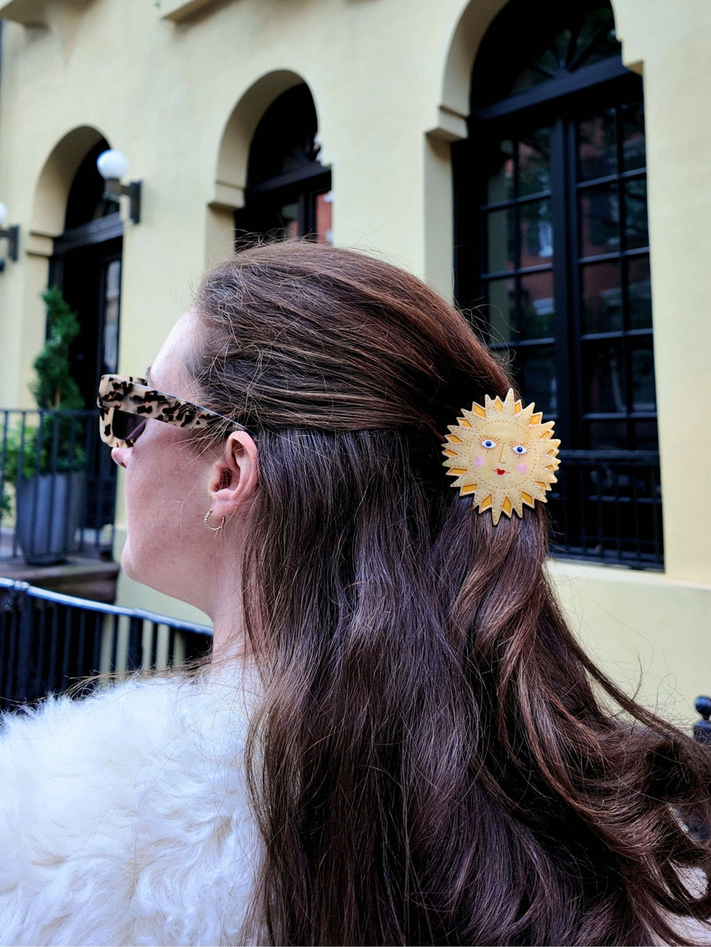 Hand-painted Celestial Sun Claw Hair Clip | Eco-Friendly