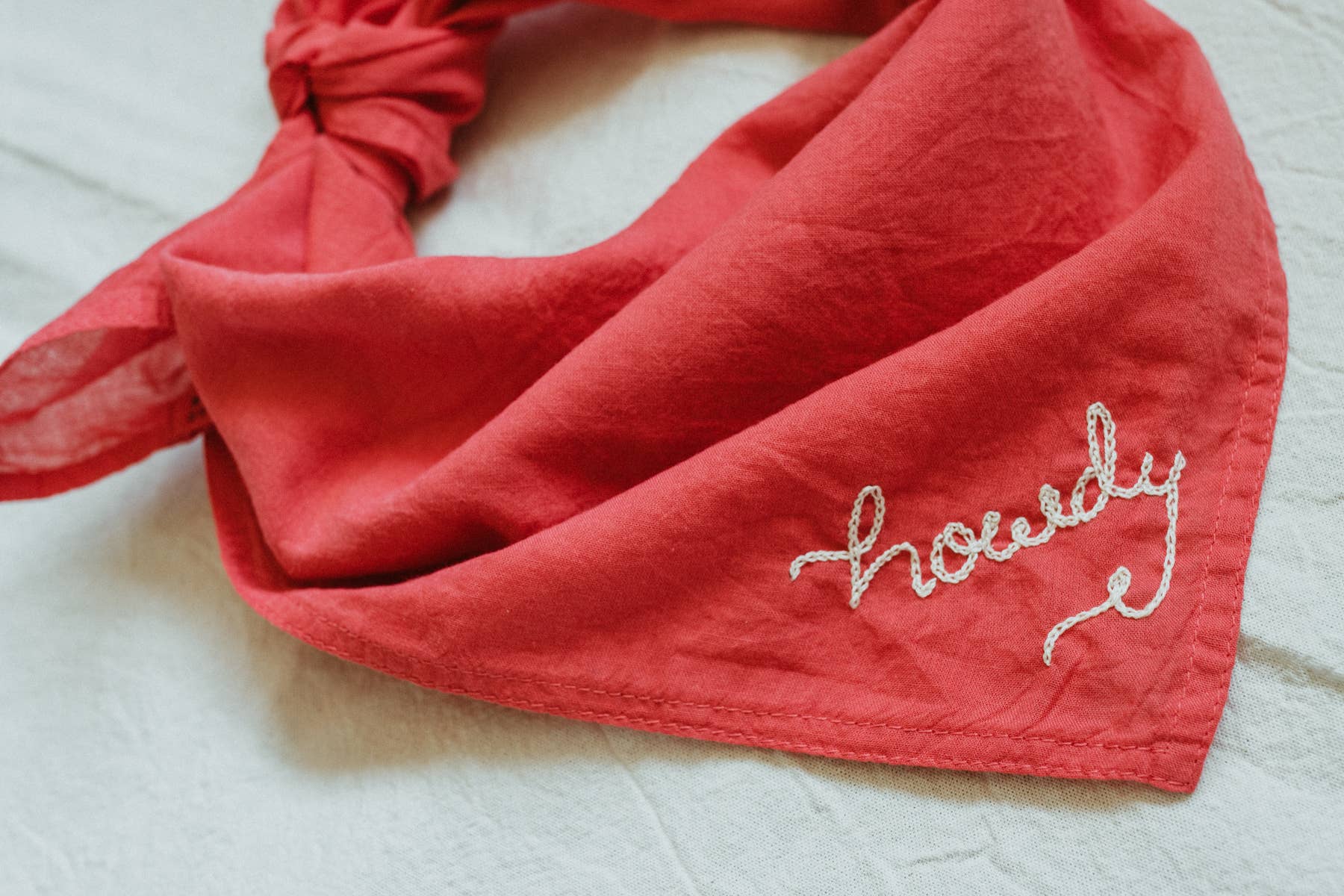 Hand Embroidered Howdy Bandana