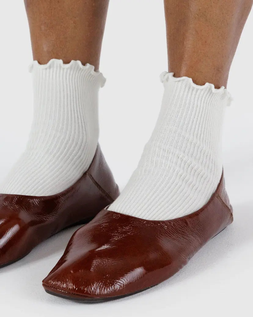 Lettuce Edge Sock Set of 2- White