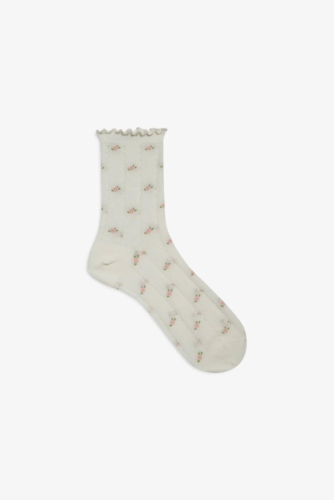 Pointelle Floral Crew Socks