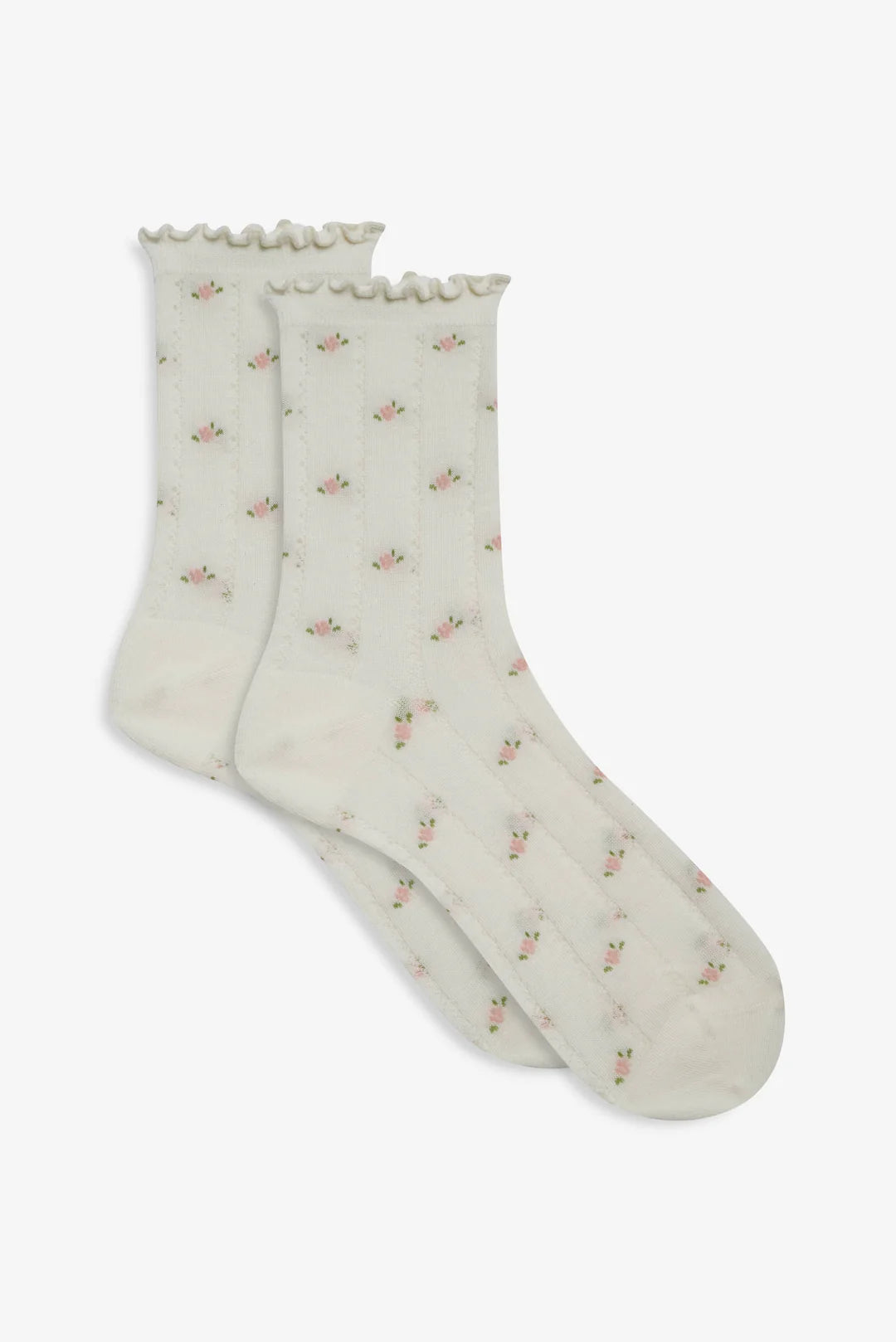 Pointelle Floral Crew Socks