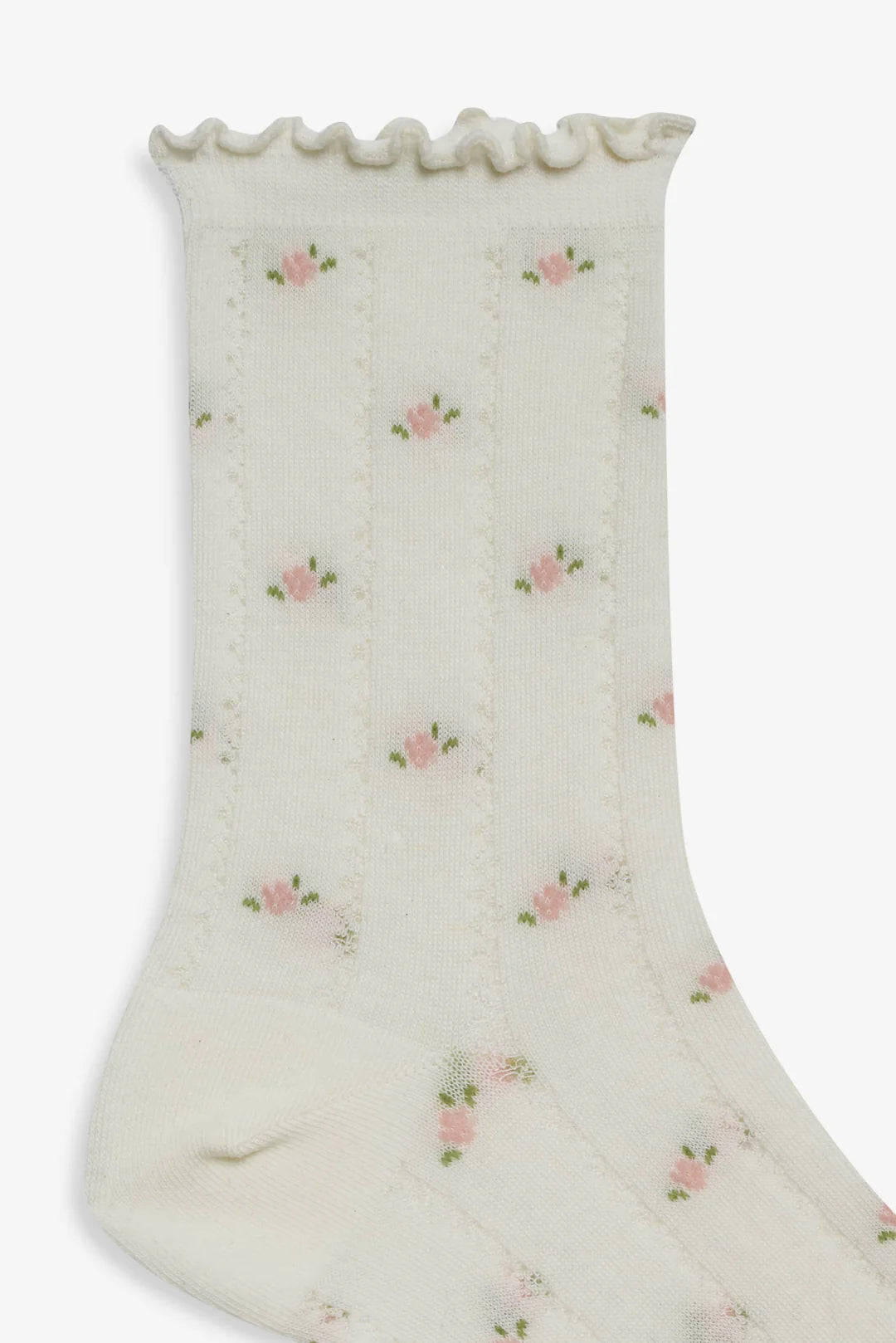 Pointelle Floral Crew Socks
