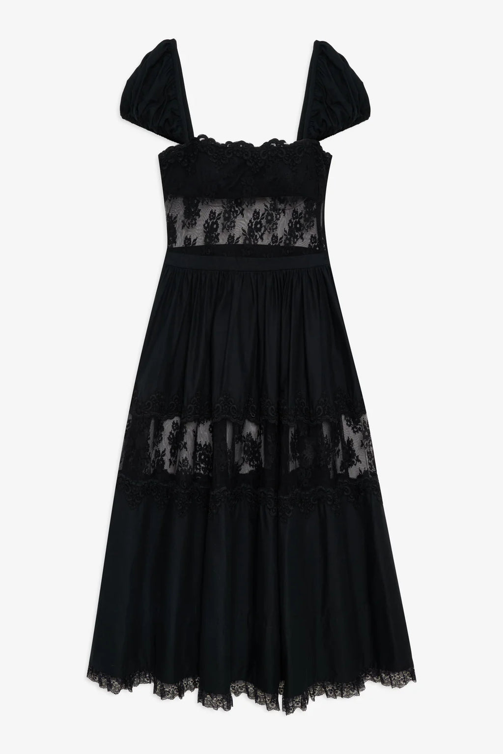Liya Lace Midi Dress - Black