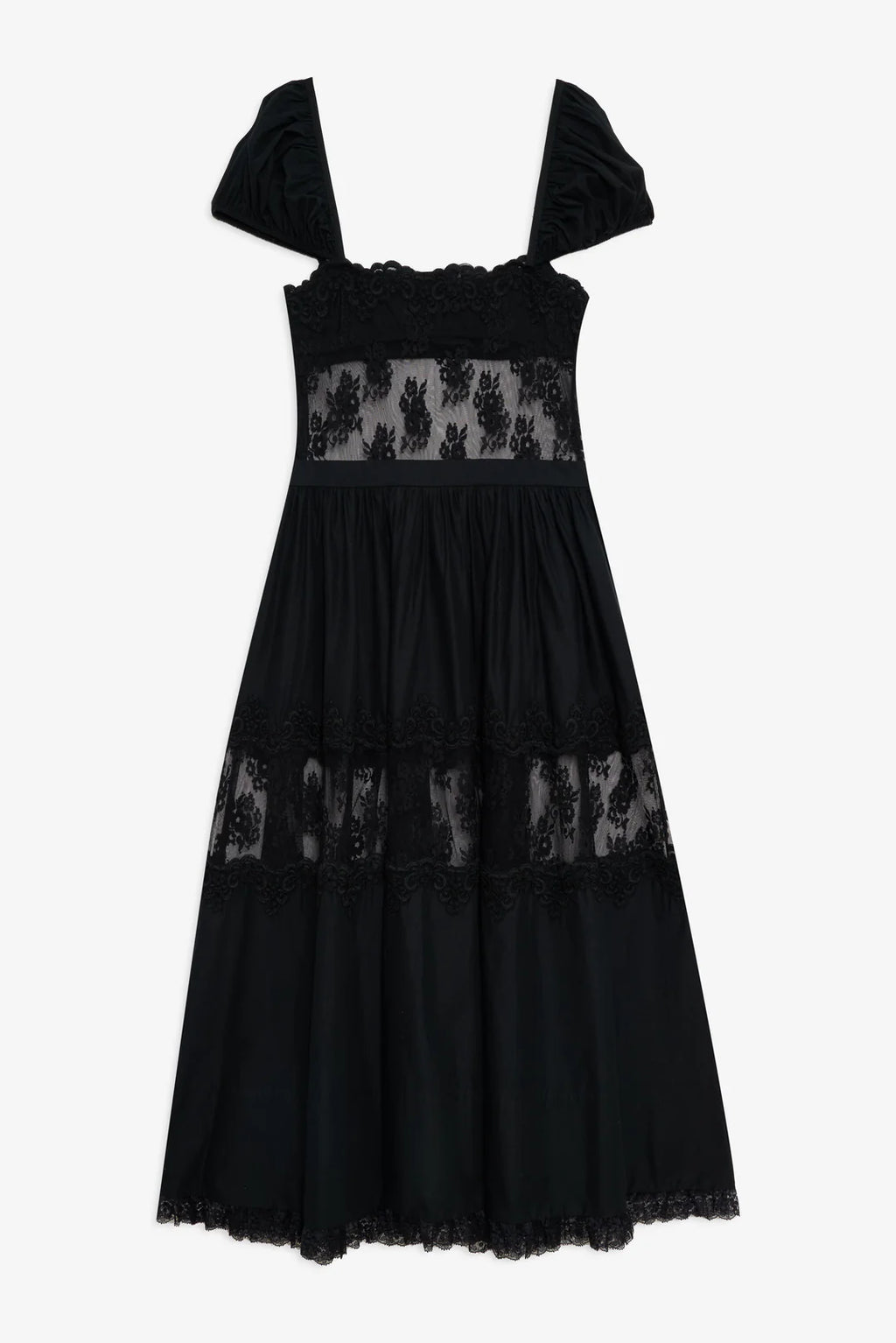Liya Lace Midi Dress - Black