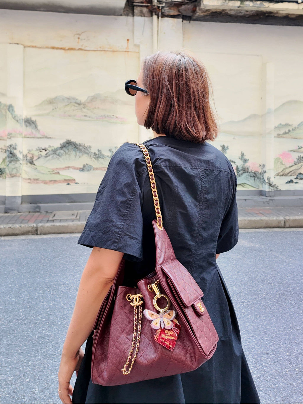 Hand-painted Emperor Silk Moth Bag Charm + Keychain