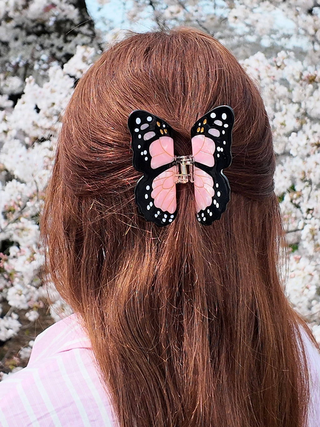 Hand-painted Monarch Butterfly Claw Hair Clip - Lavender