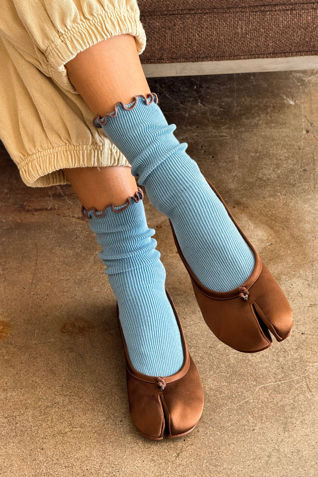 Ruffled Modal Socks - Powder Blue