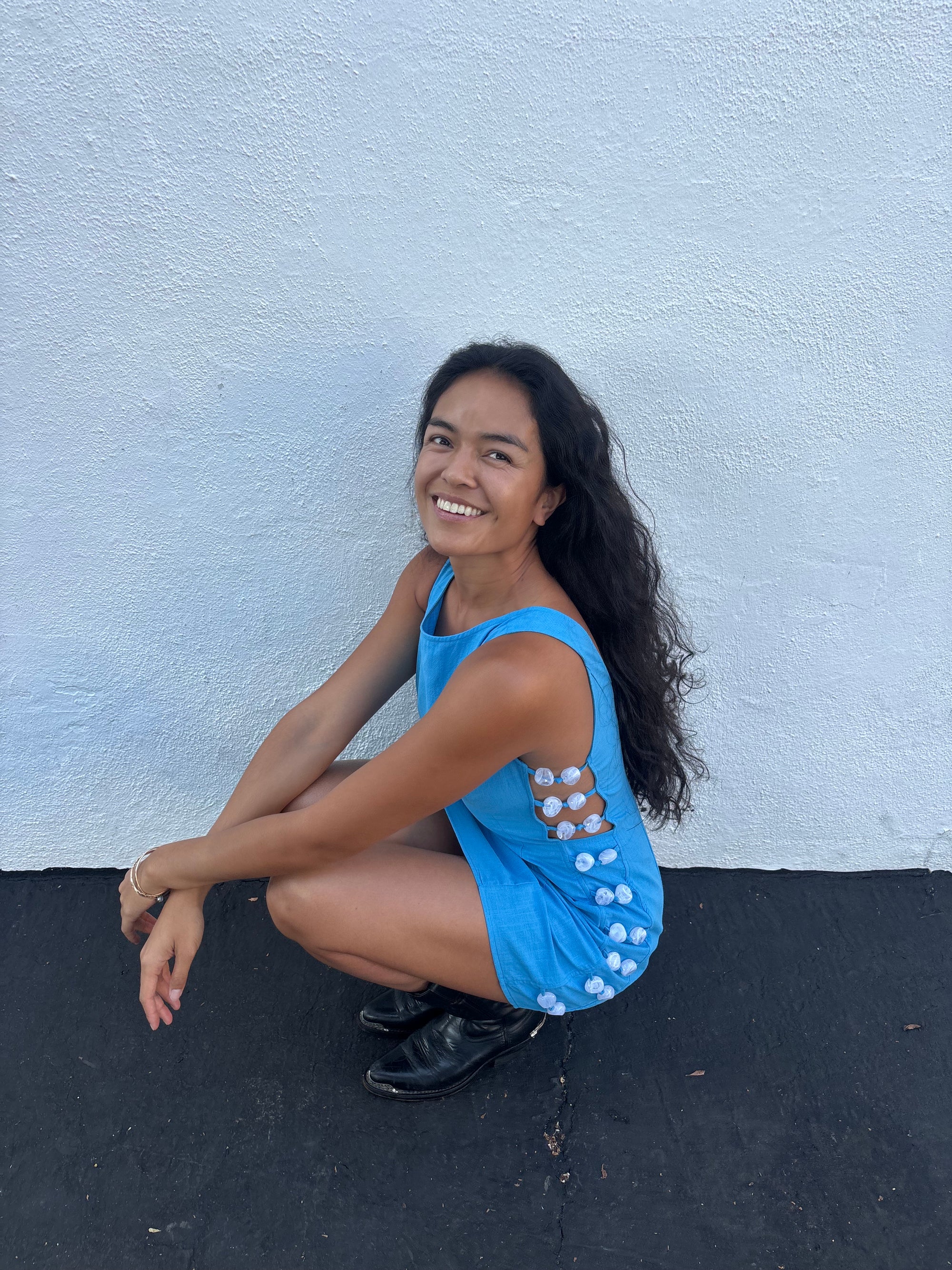 Victoria Beaded Dress - Ocean