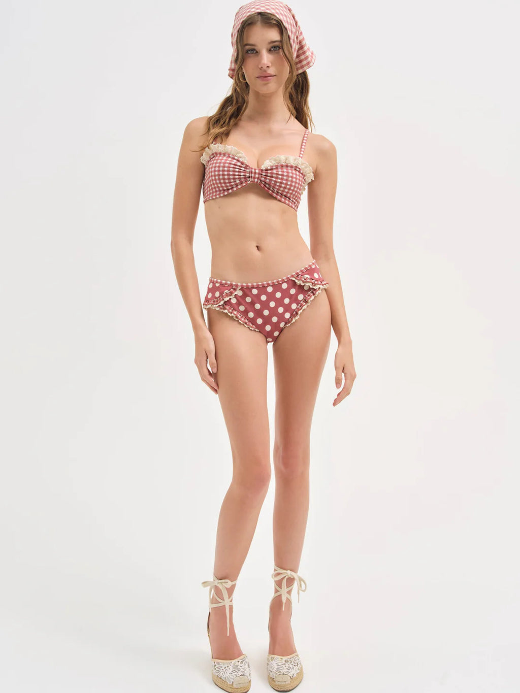 Gingham Bandeau Bikini Top
