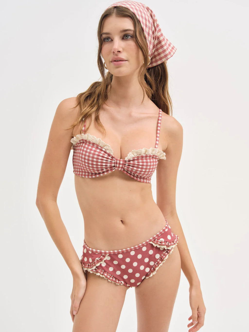 Gingham Bandeau Bikini Top