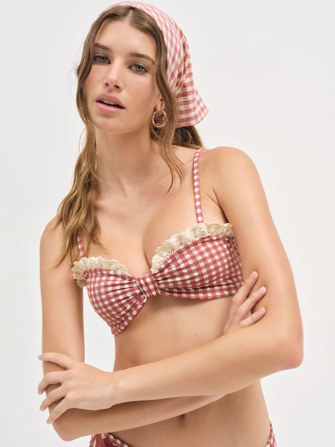 Gingham Bandeau Bikini Top
