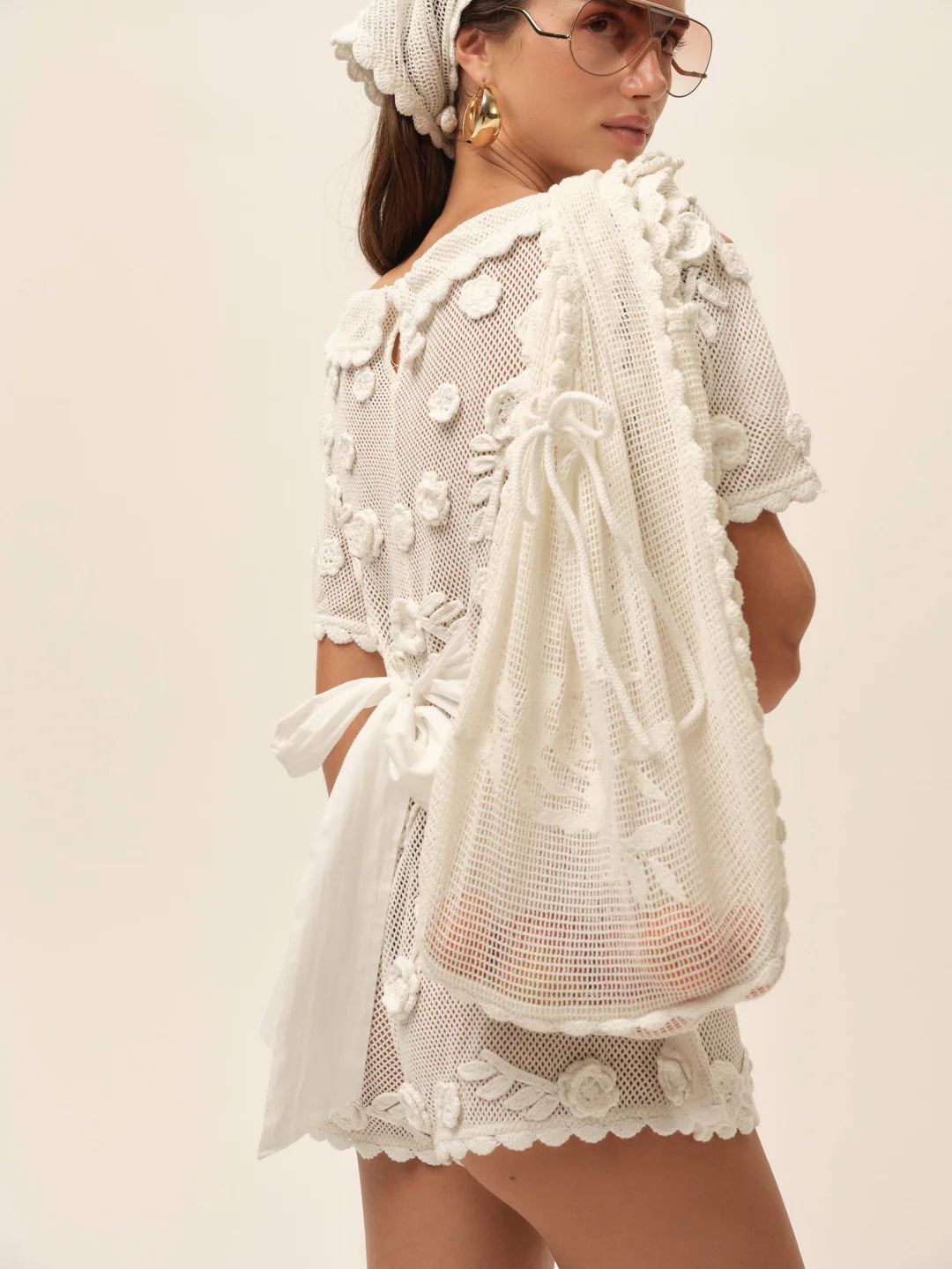 Rose Crochet Tote Bag
