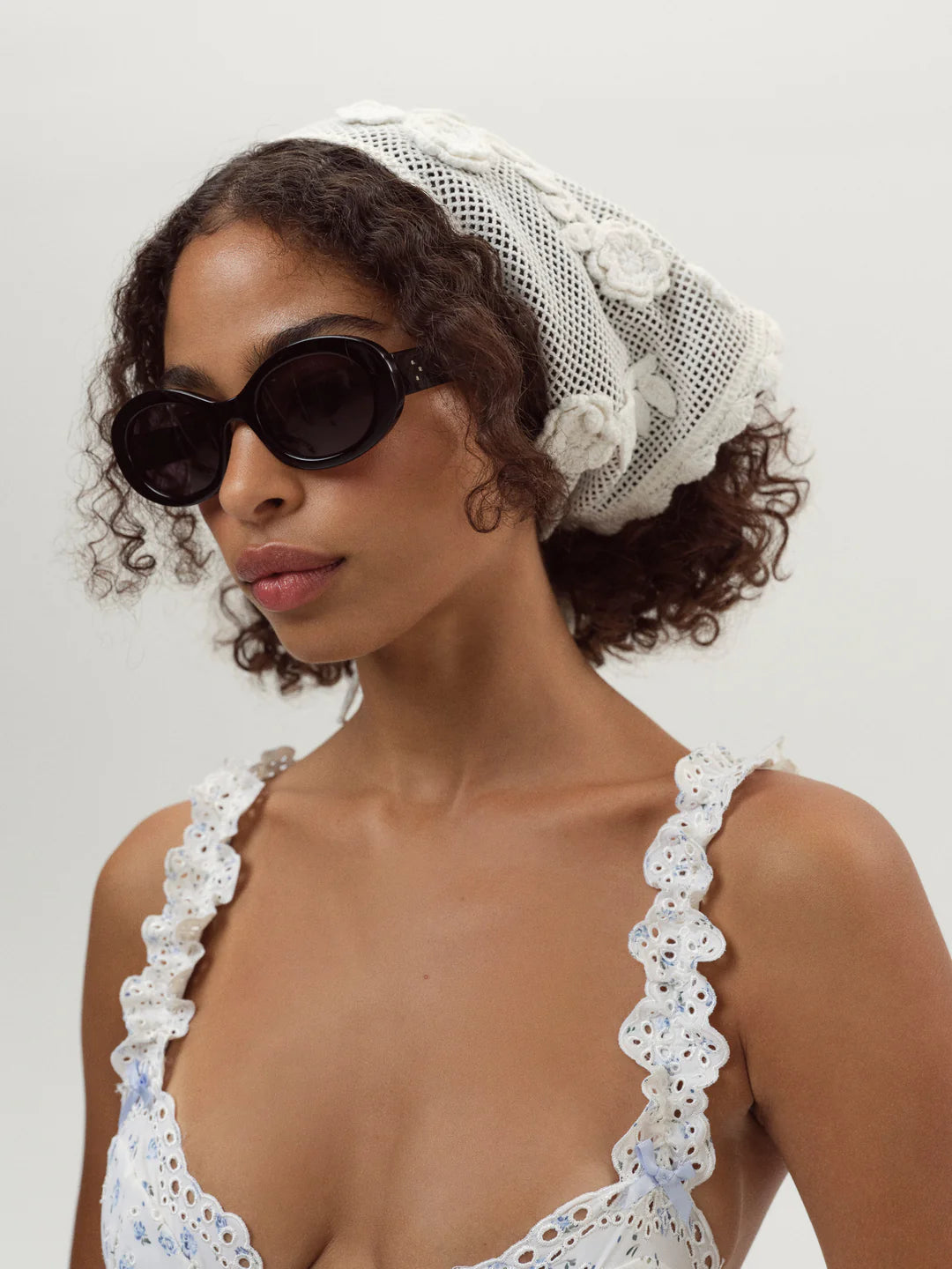 Floral Crochet Headscarf