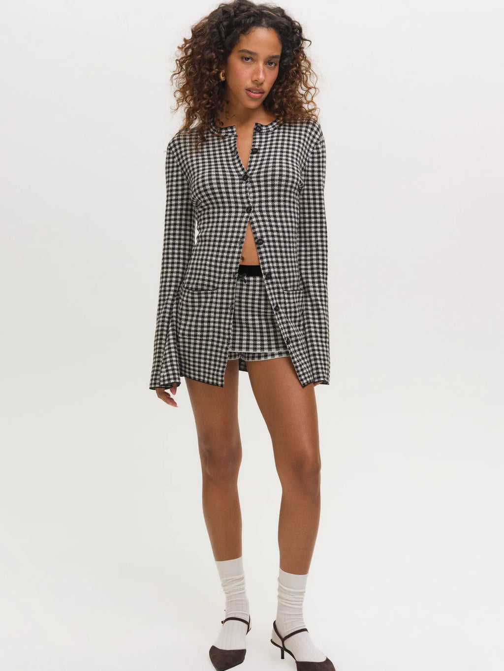 Gingham Knit Skort - Black