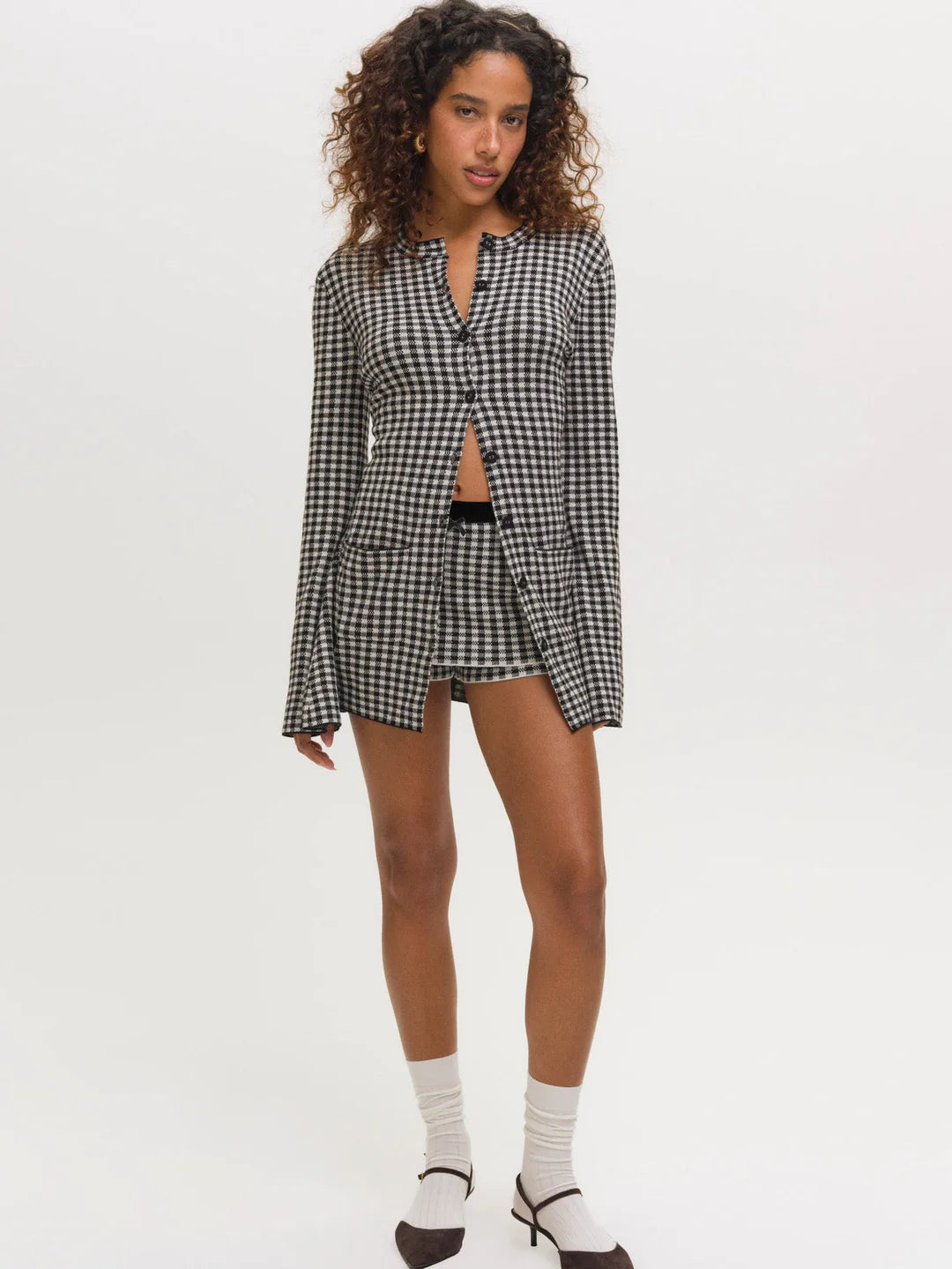Gingham Knit Skort - Black