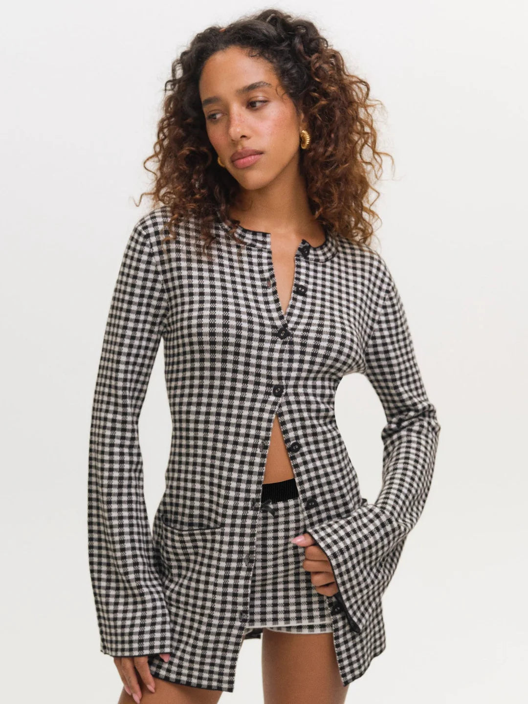 Gingham Knit Skort - Black
