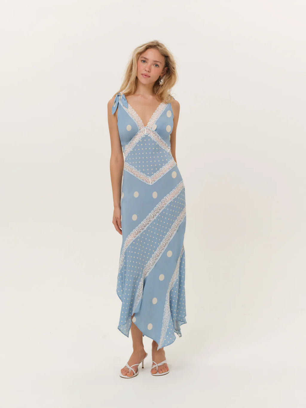 Stormie Dot Midi Dress - Blue