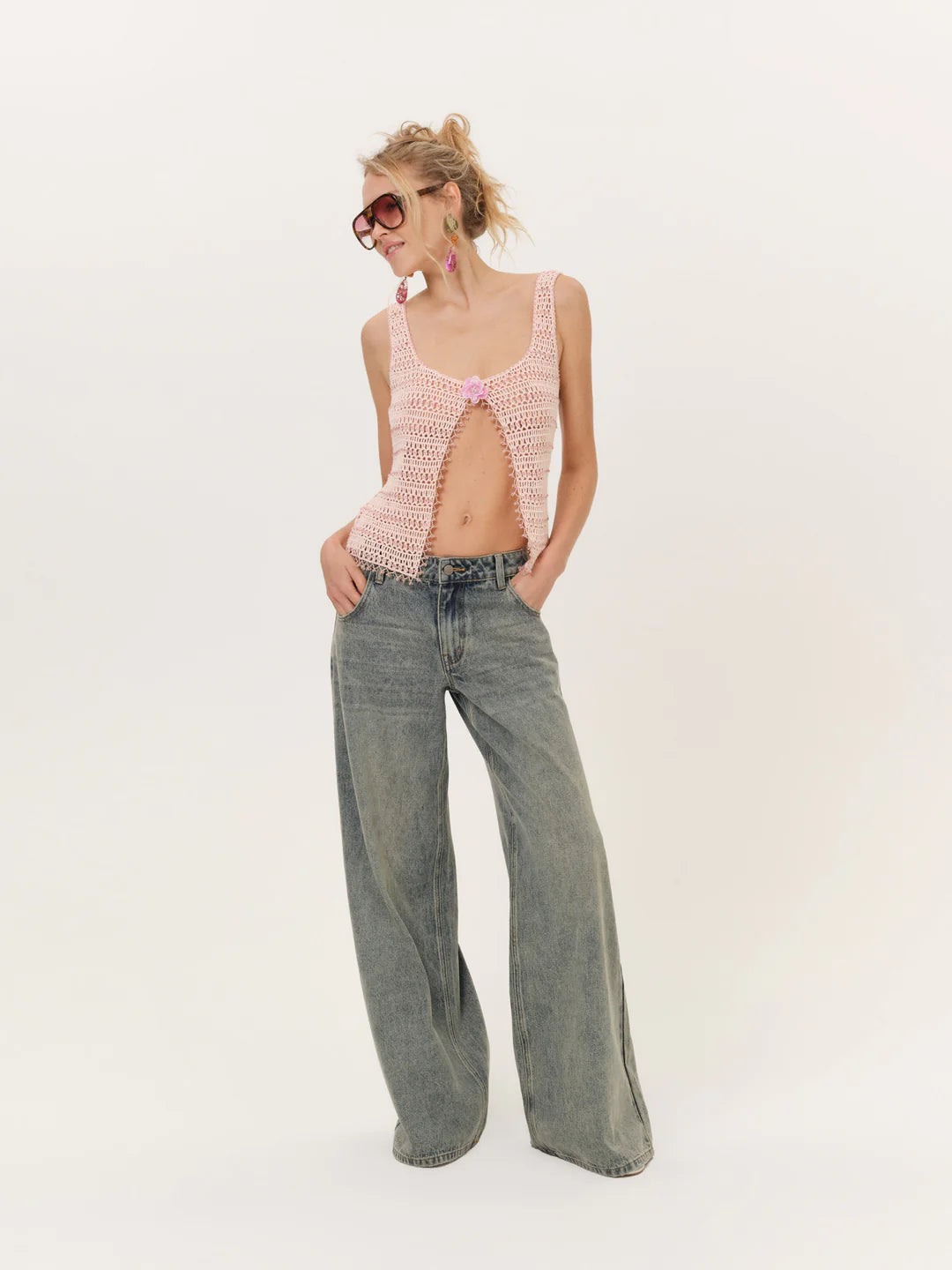 Lulu Beaded Tank - Pink