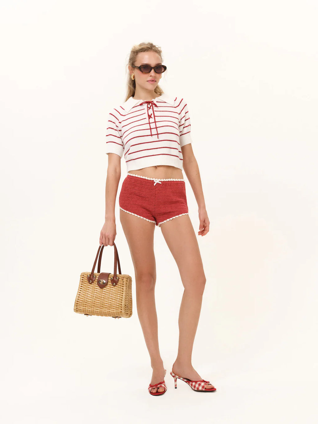 Crochet Rugby Micro Shorts - Red