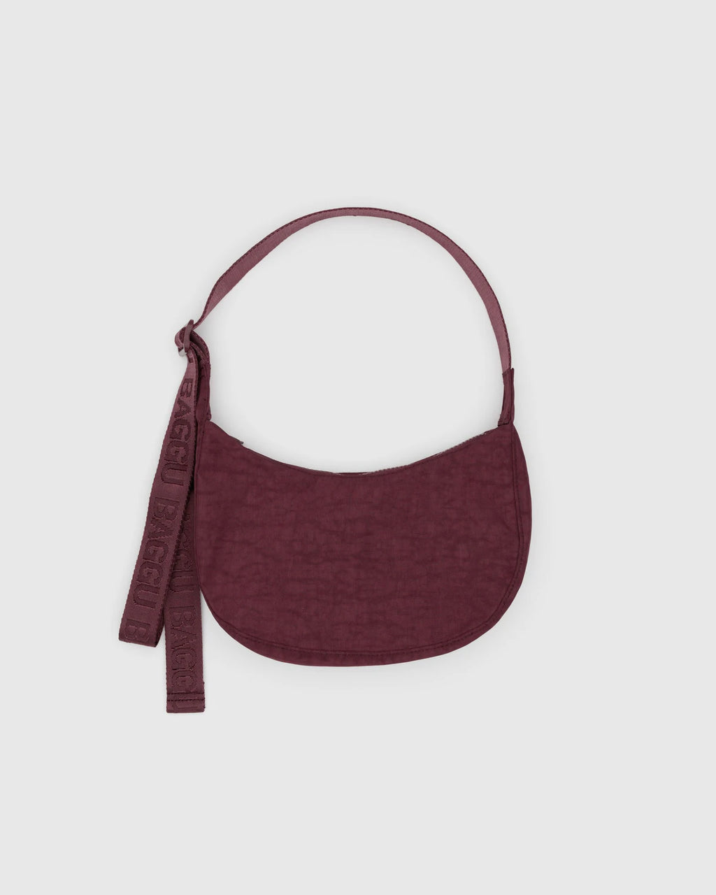 Small Nylon Crescent Bag- Mahogany