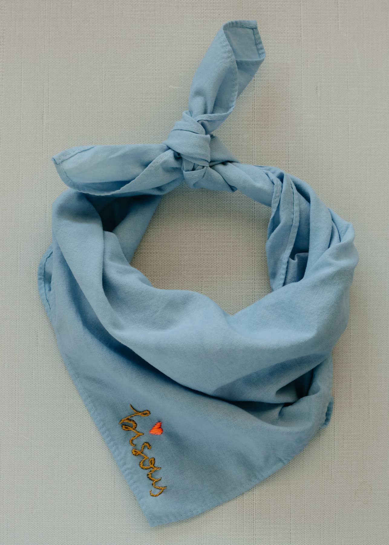 Bisous Cotton Bandana - Sky/ Mustard