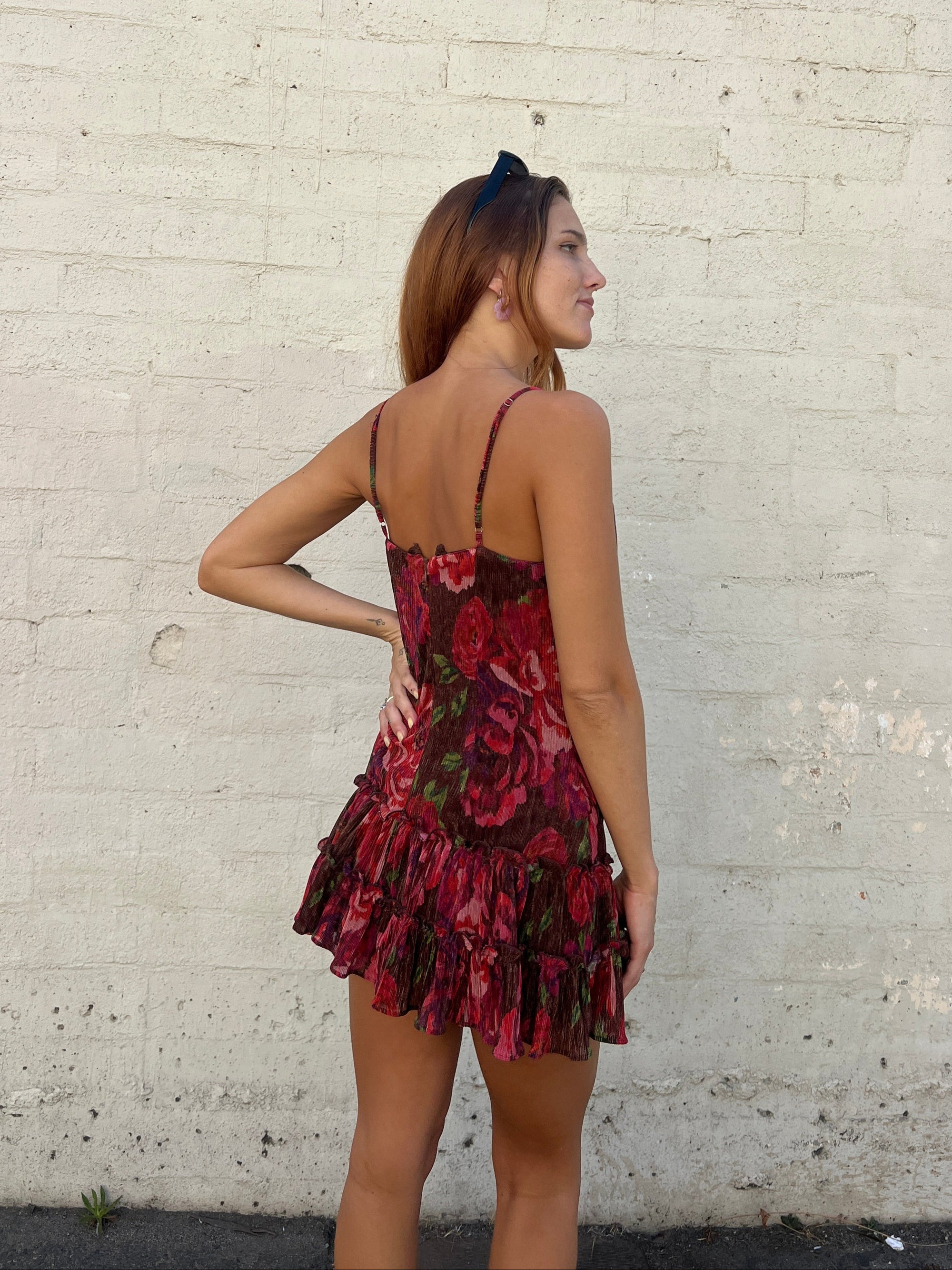 Florencia Mini Dress - Burgundy Floral