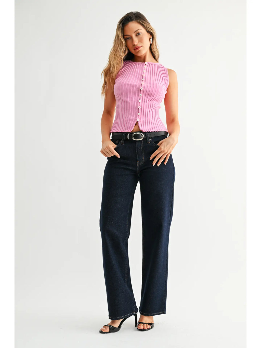 Loose Low Rise Straight Denim - Super Dark