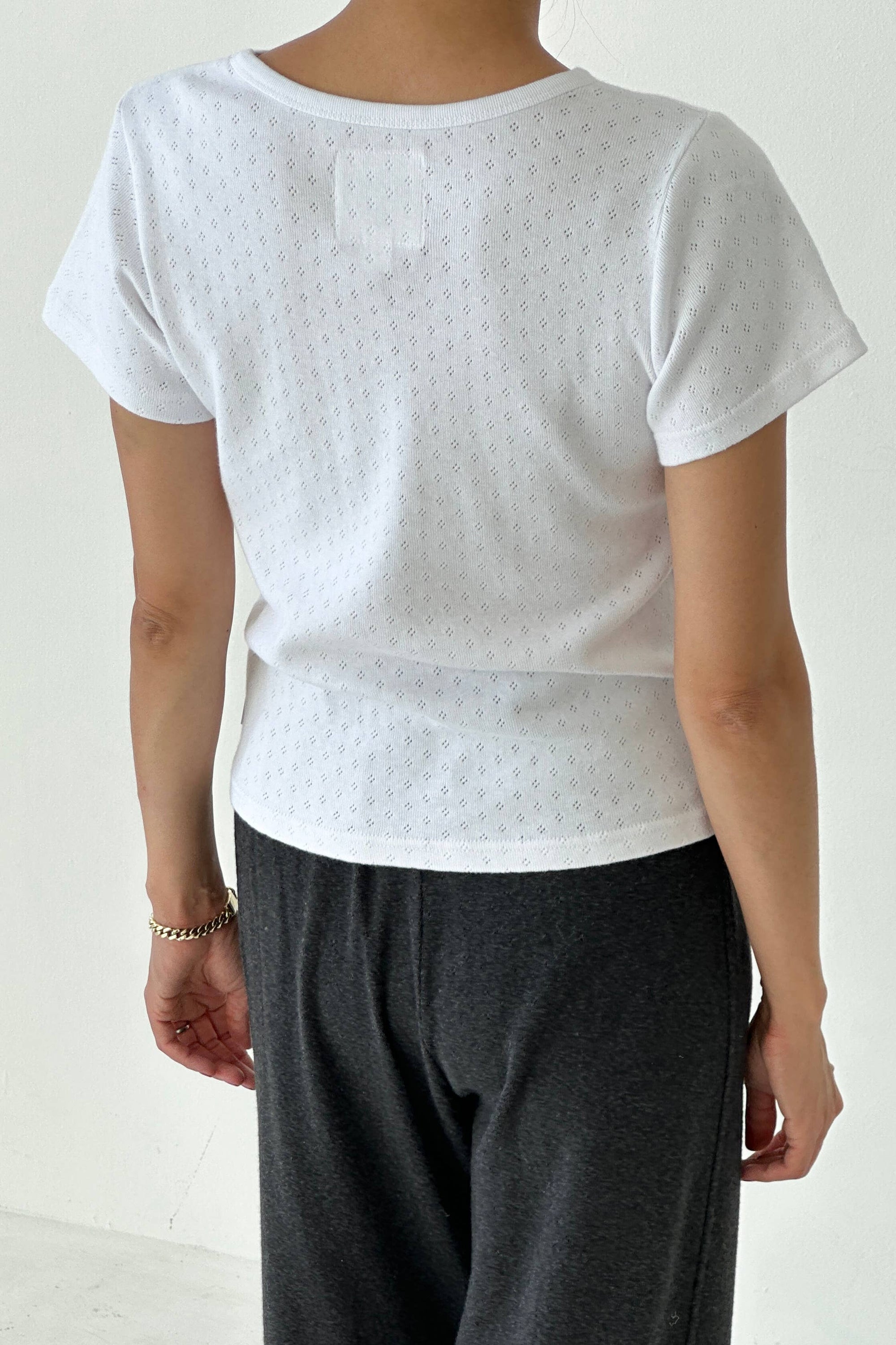 Pointelle Babe Tee - White