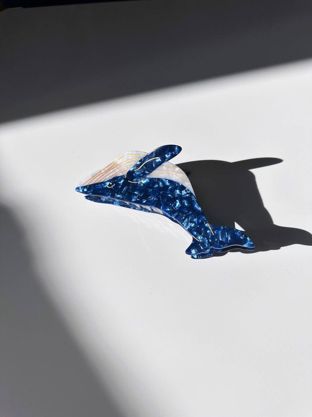 Hand-painted Blue Whale Hair Claw Clip | Eco-Friendly