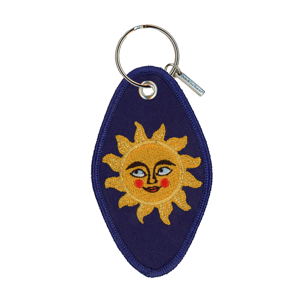 Sun and Moon Embroidered Keychain