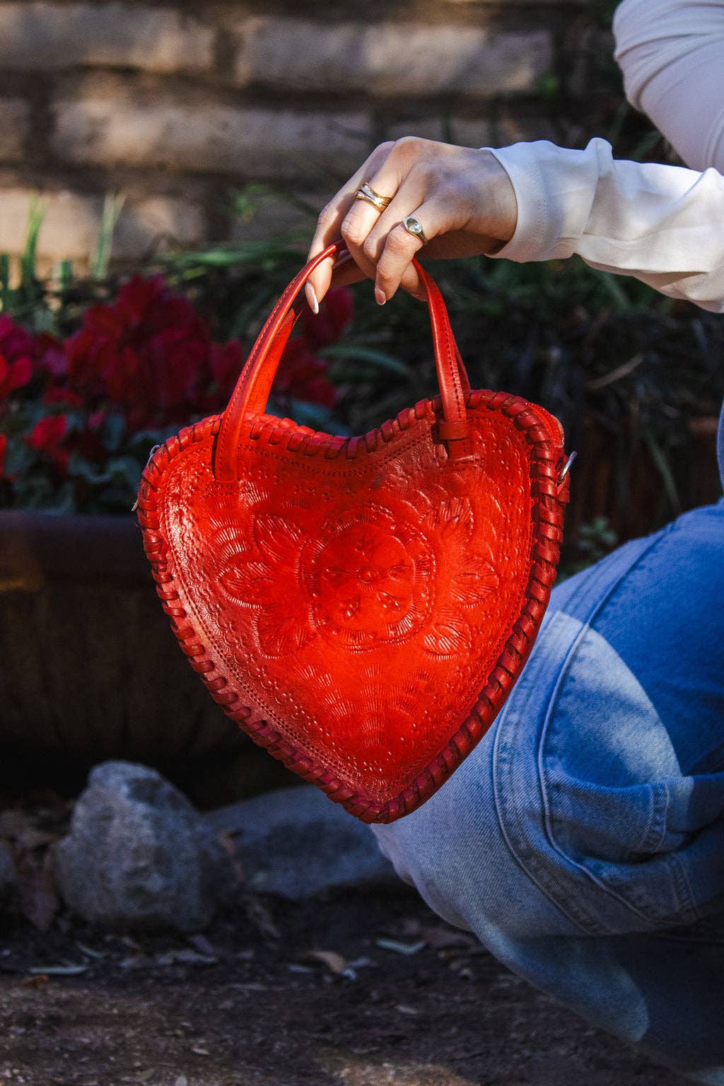 Red Heart Leather Purse