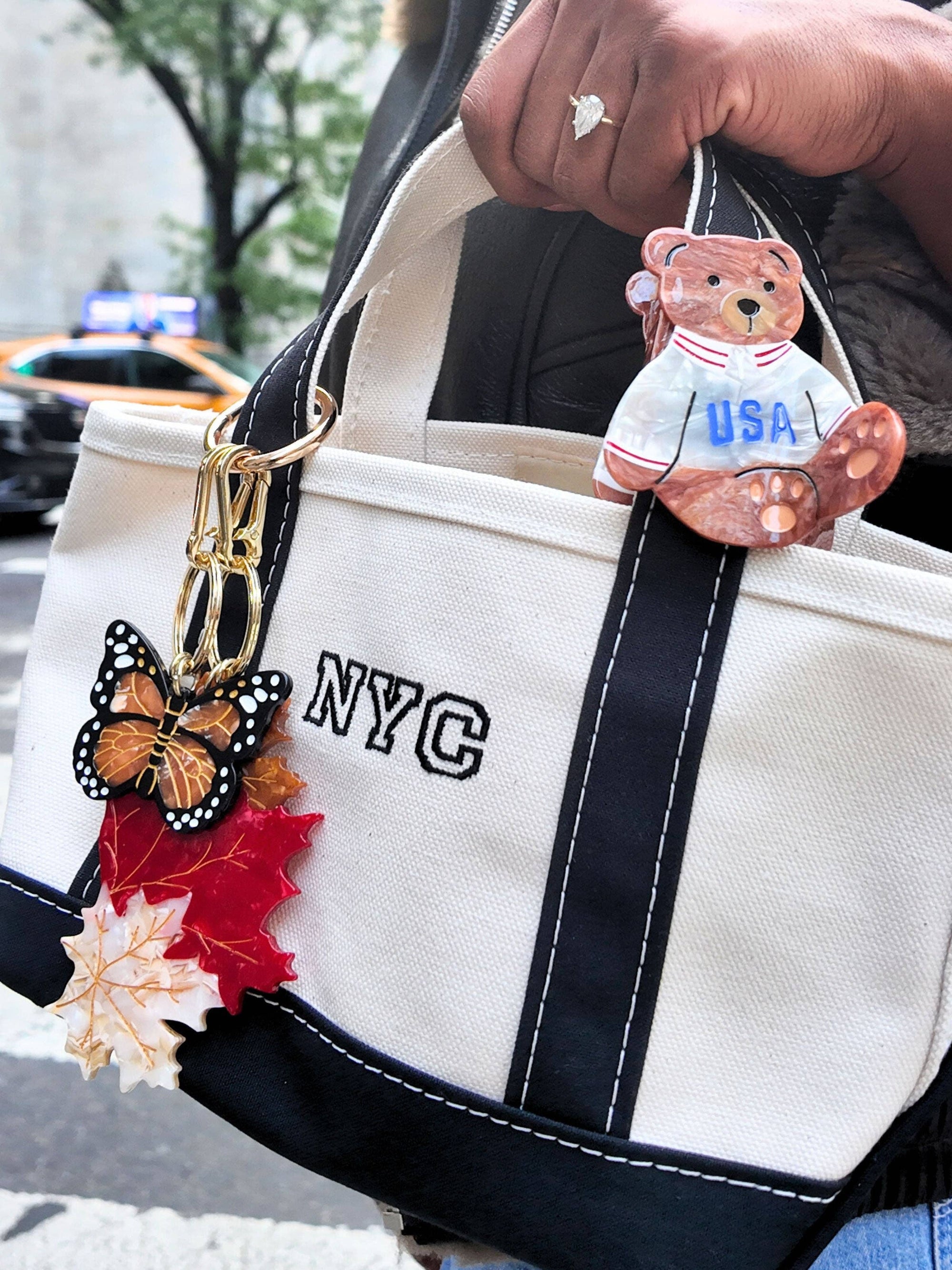 Hand-painted Monarch Butterfly Bag Charm + Keychain