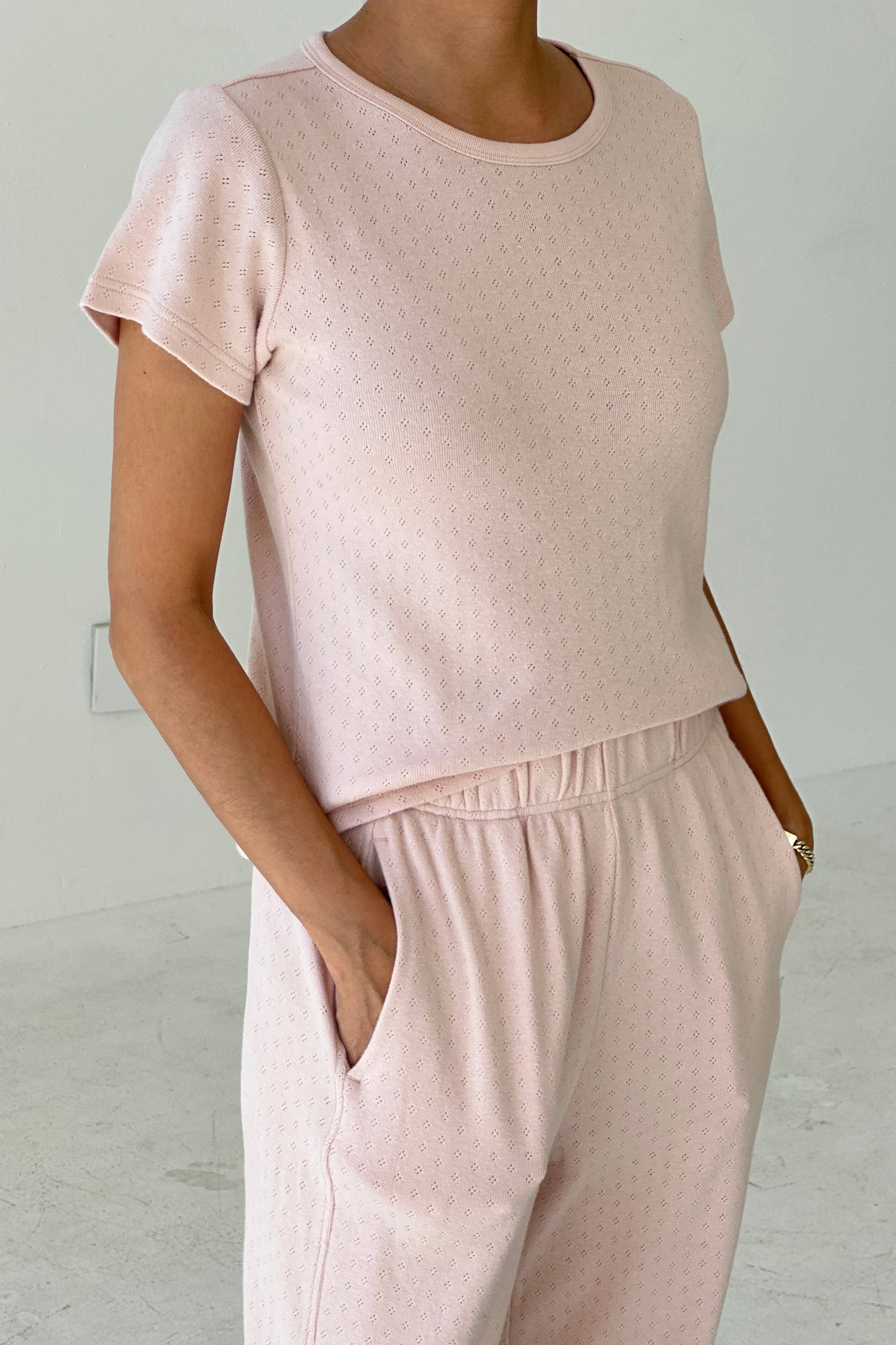 Pointelle Babe Tee - Baby Pink