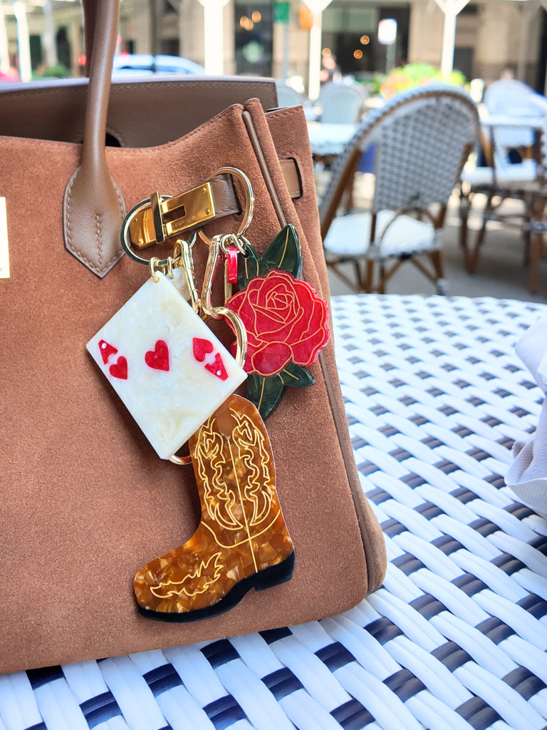 Hand-painted Rose Bag Charm + Keychain | Eco-Friendly