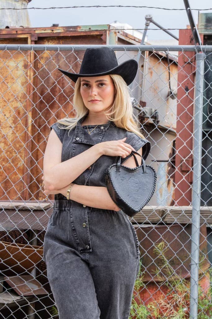 Black Heart Leather Purse