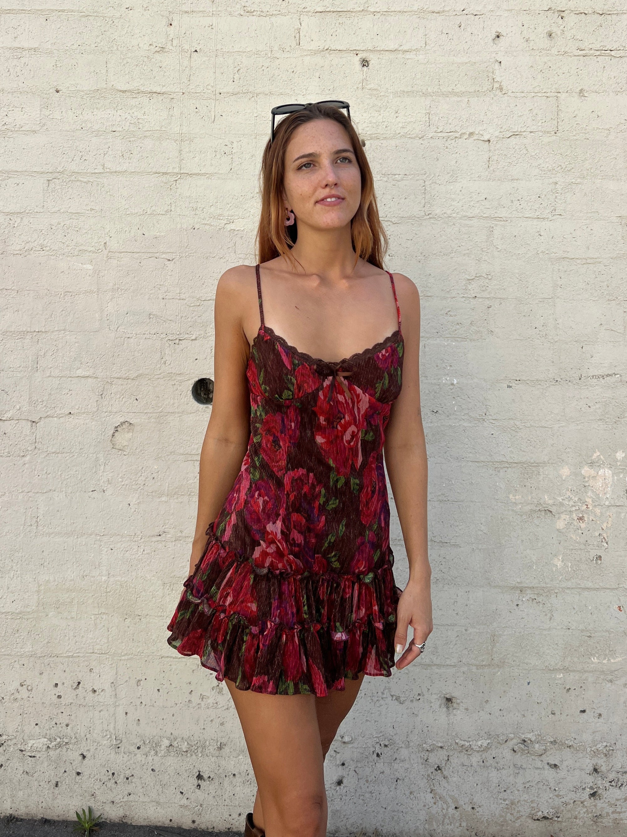 Florencia Mini Dress - Burgundy Floral