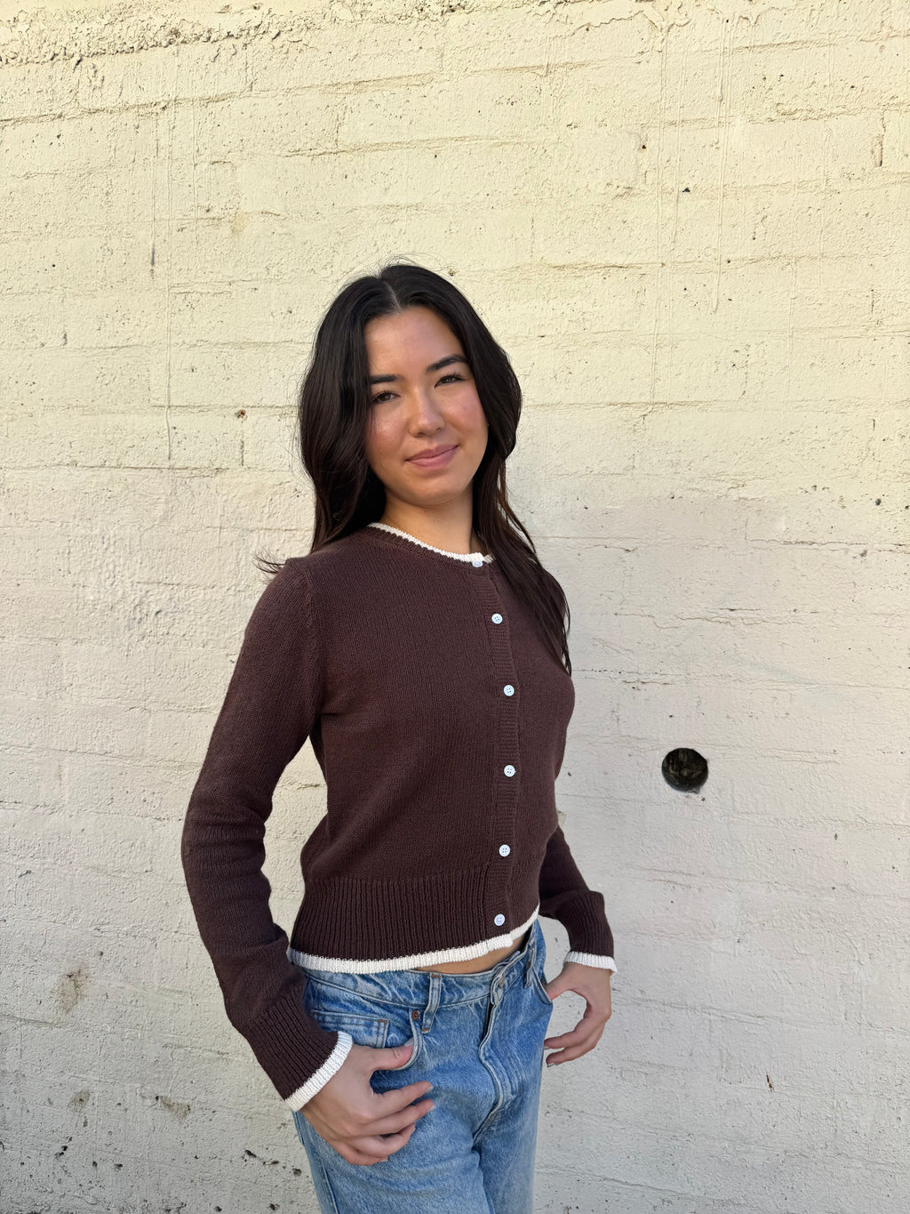Fidel Cardigan - Brown/Cream