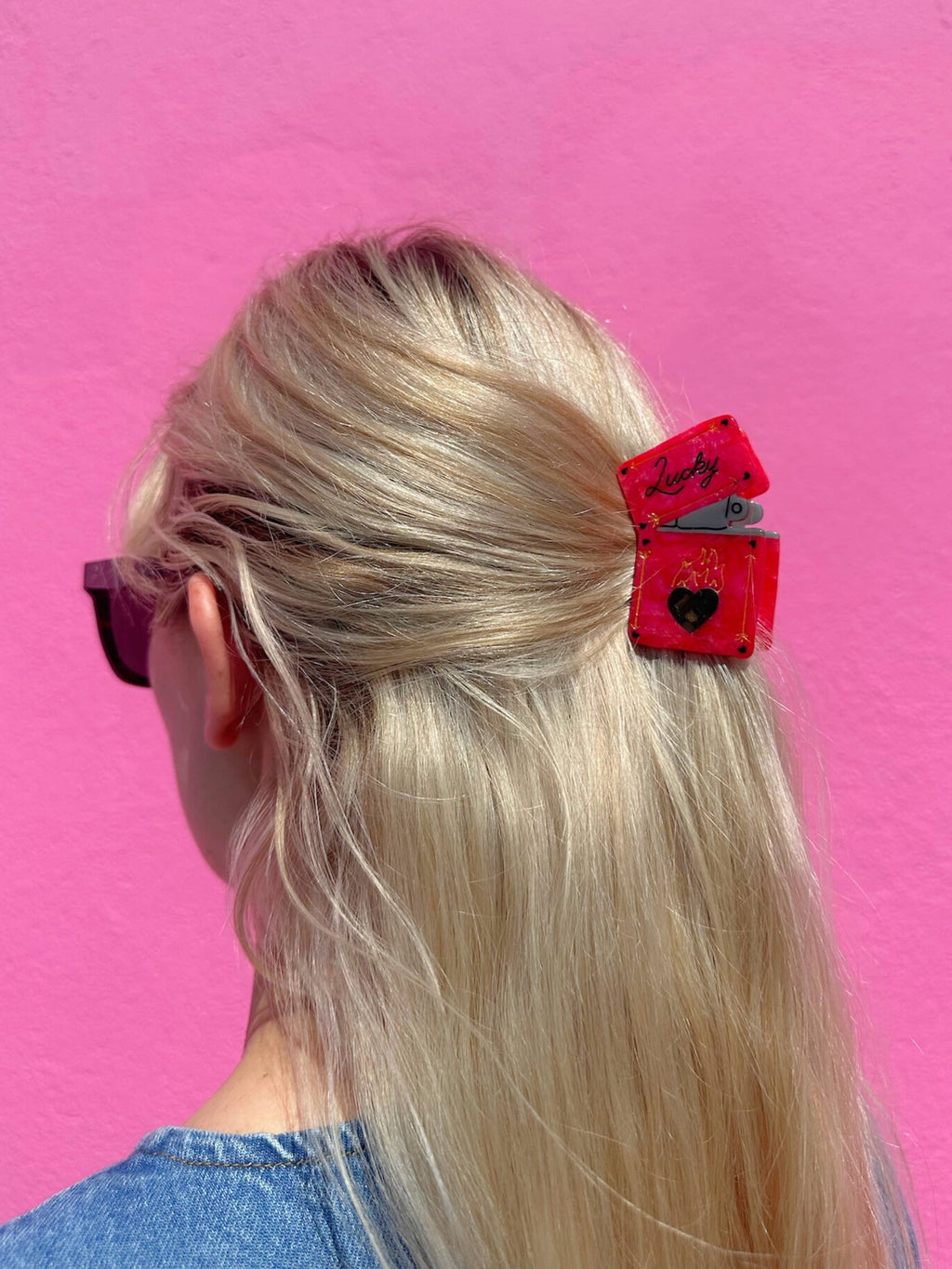 Hand-painted Lucky Lighter Hair Claw Clip