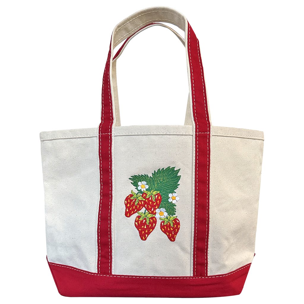 Strawberry Red Big Canvas Tote Bag