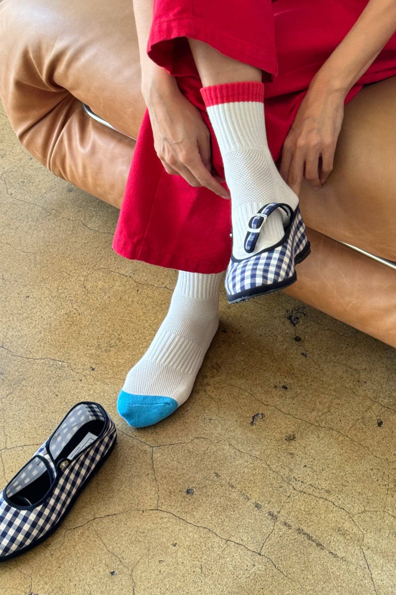 Color Block Girlfriend Socks - Blue/Red